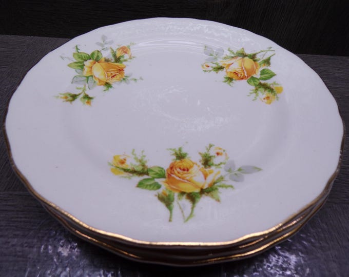 2605 Royal Albert Yellow Tea Rose 6.25" Salad / Snack Plates Set of 4