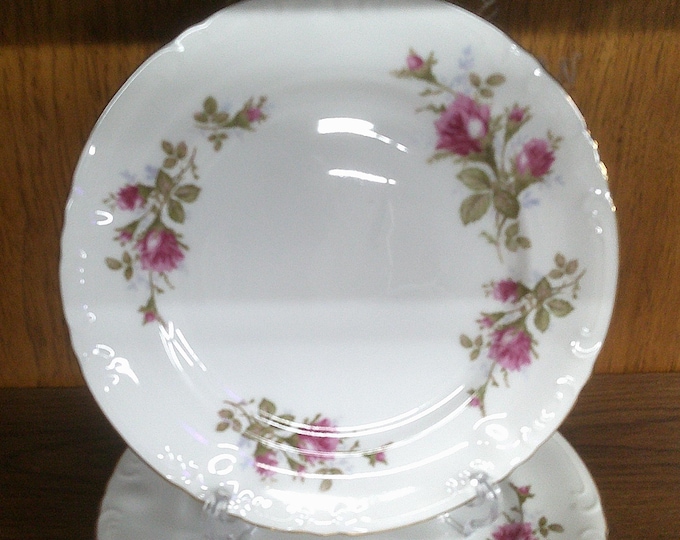 2411 Royal Rose 10" Dinner Plates Set of 2 - Pink Rose Gold Rim Made in Japan - Great Condition