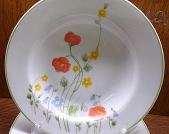 2504 Favolina English Flowers 8.5" Vintage Rimmed Bowls Set of 4