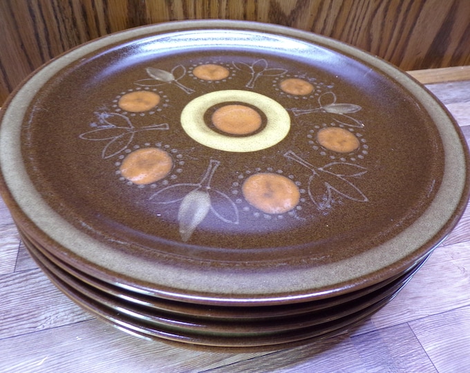 2511 Georges Briard Aztec Pattern Vintage 1970's 10.5" Stoneware Dinner Plates Set of 5 - Great Condition