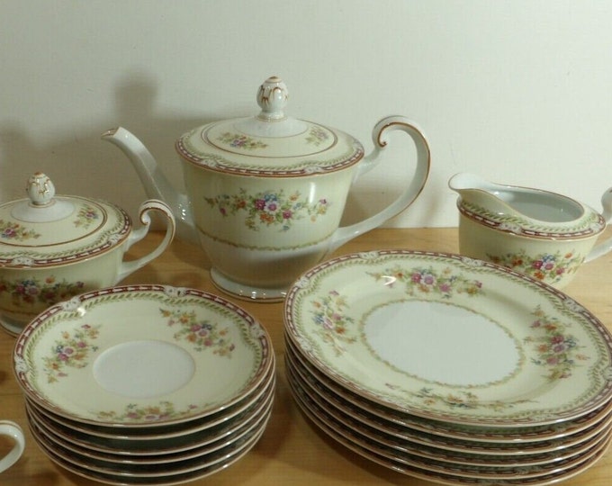 2309 Noritake Toki Kaisha Nippon N2632 Burgandy Red Edge Laurel Floral Vintage China Dinnerware Excellent Condition Choose From List: