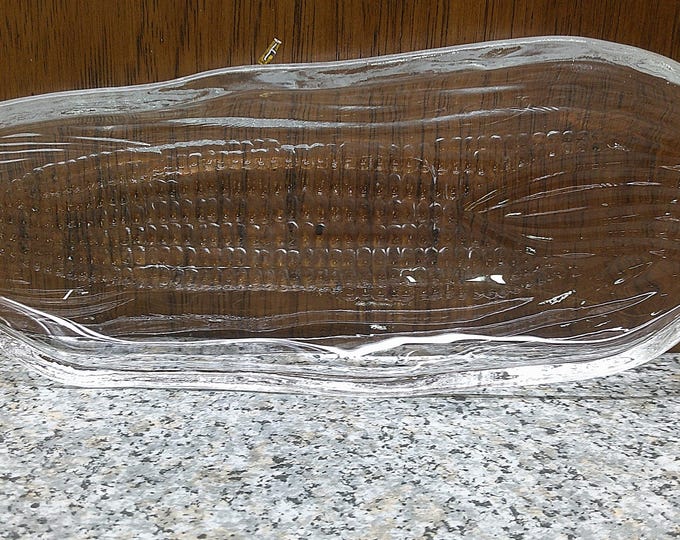 2408 Corn on the Cob Serving Trays 9.5" Vintage Glass Set of 6 - Excellent Condition No Chips or Cracks