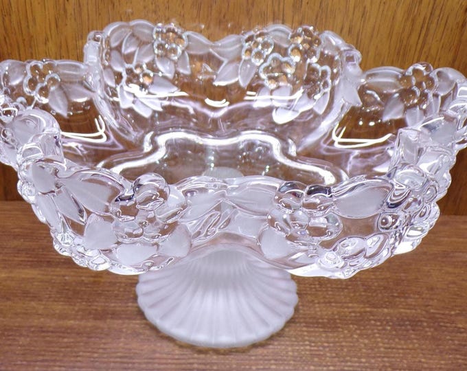 2410 Mikasa Carmen WaltherGlas 10" Holly and Berry Vintage Footed Flower Shaped Divided Dish 6.5" Tall Made in Germany - Great Condition