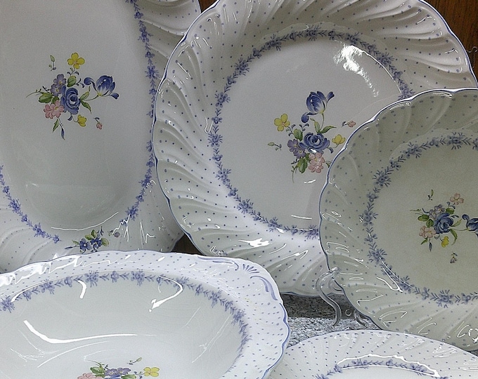 2405 Nikko Blossomtime Blue Peony Swirl Fine Bone China Dinnerware - Excellent Condition Choose from List: