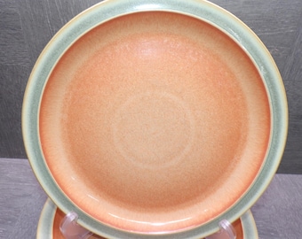 2609 Denby Langley Duets Sage & Paprika 8.5" Vintage Salad Snack Plates Set of 4 - Good Condition Some Wear and Scratches