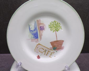 2609 Royal Stafford Fine Vintage Earthenware Cafe Provence 8.25" Salad Plate Set of 6