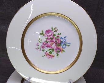 2602 Theodore Haviland New York Kenmore 10.5" Dinner Plates Set of 4 - Great Condition w/ a Few Scratches on the Gold Accent