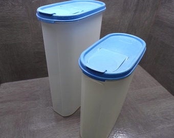 2603 Pair of Tupperware Modular Mate Storage Containers w/ Pour Spout 9.75 Cup 8.5" and 12.25 Cup 10.75" - Good Condition Light Scratches
