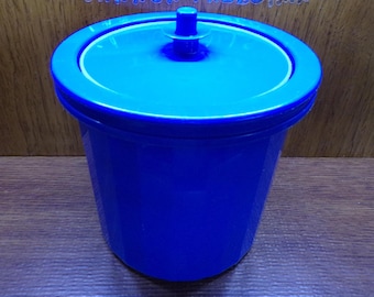 2504 Tupperware Blue 3 pc Ice Bucket with Starburst Seal Lid Vintage Seals Good