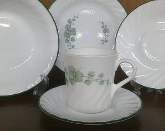 2503 Corelle Callaway Green Ivy Swirl Dinnerware with Green Rim- Great Condition Choose From List:
