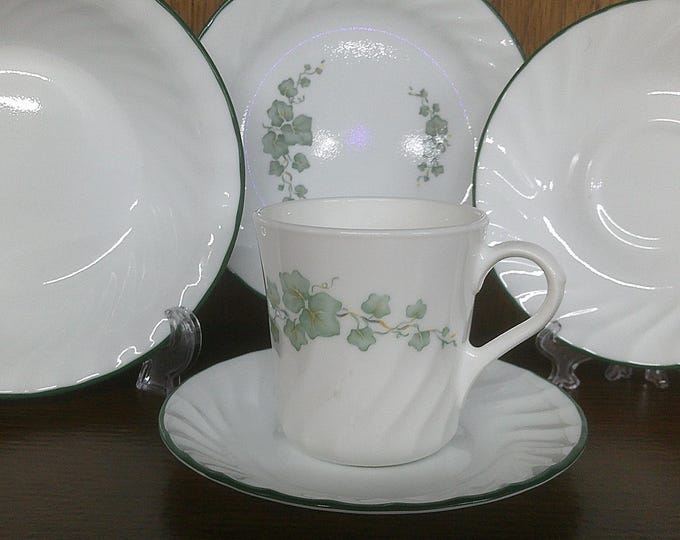 2503 Corelle Callaway Green Ivy Swirl Dinnerware with Green Rim- Great Condition Choose From List:
