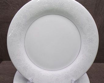 2603 Crown Ming Queens Lace Jian Shiang Fine China 10.5" Dinner Plates Vintage Set of 4