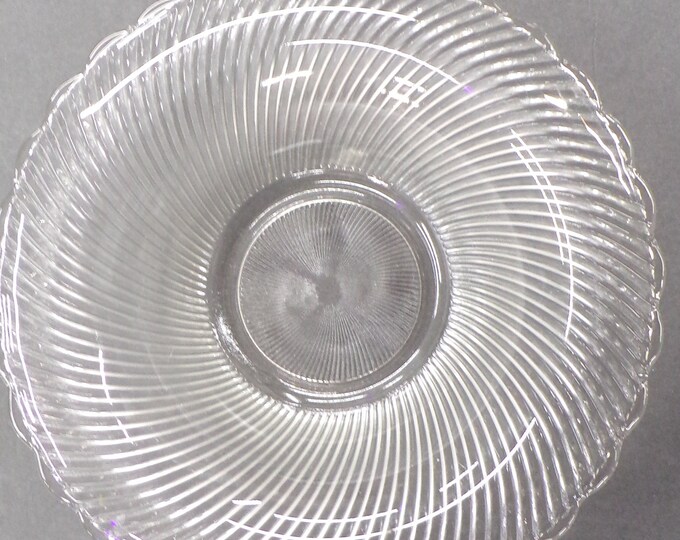 2210 Glass Swirl Bowl Vintage Clear 12" Serving Bowl - Good Condition No Chips or Cracks