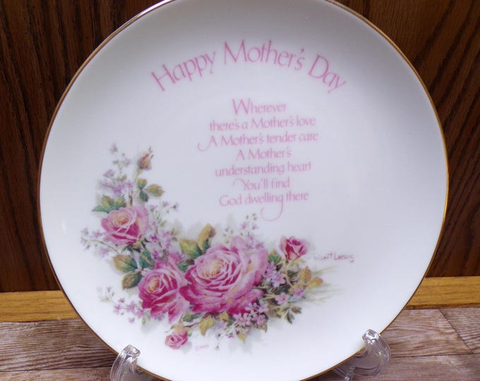 2508 Mother's Day Roses Commemorative Plate by Robert Laessig American Watercolor Society - Great Condition