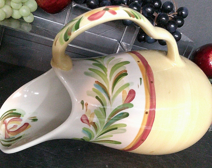 2412 Gail Pittman Pottery 12" Vintage Yellow Sienna Pitcher Southern Living Hand Painted- Great Condition