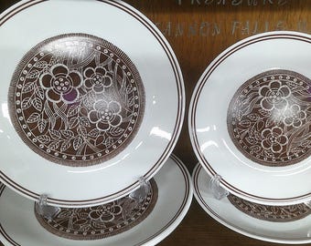 2411 Corelle Batik Brown Leaf and Flower Dinnerware - Good Condition Some Marks on Back- Choose From List: