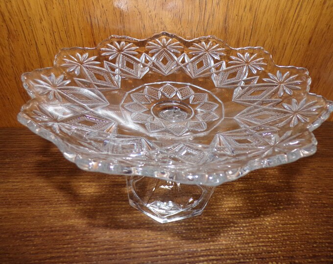 2507 Antique US Glass EAPG Circa 1896 Shoshone 9" Pedestal Cake Stand Pattern #15056 - Pre-owned Great Condition