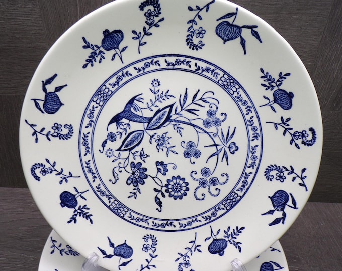 2602 Scio Pottery Old Town Blue Onion Vintage 1950's Ohio, USA 10" Dinner Plates Set of 4 - Great Condition