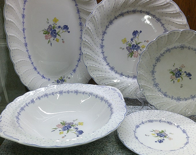 2405 Nikko Blossomtime Blue Peony Swirl Fine Bone China Dinnerware - Excellent Condition Choose from List: