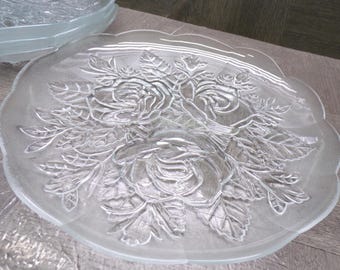 2609 Pasari Crystal Livia 9.75" Textured, Paneled Rose Lunch / Dinner Plates Set of 6