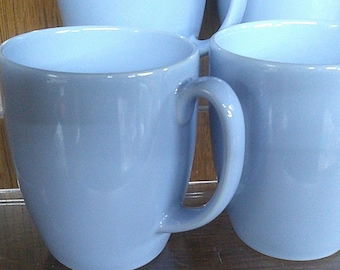 2501 Corelle Stoneware 12 oz 4" Tall Baby Blue / Light Blue Coffee Mugs / Cups Set of 4 - Great Condition