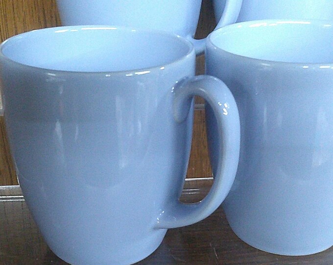 2501 Corelle Stoneware 12 oz 4" Tall Baby Blue / Light Blue Coffee Mugs / Cups Set of 4 - Great Condition