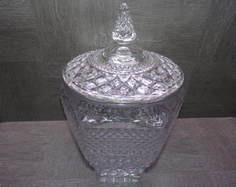 2606 Anchor Hocking Wexford Crystal Vintage 10" Cookie / Biscuit Jar with Lid