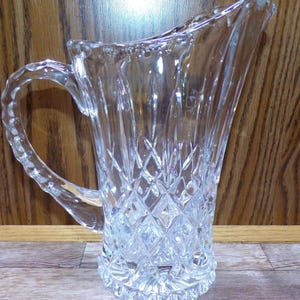 2508 Gorham Lead Crystal Pitcher 28 oz 8.5" Water Juice King Edward Glass Vintage 1990's Pineapple Cut Sawtooth Base - Great Condition
