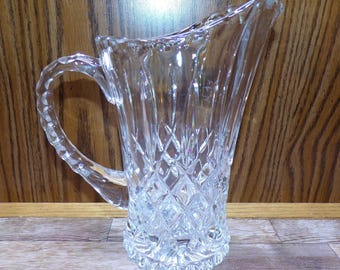 2508 Gorham Lead Crystal Pitcher 28 oz 8.5" Water Juice King Edward Glass Vintage 1990's Pineapple Cut Sawtooth Base - Great Condition