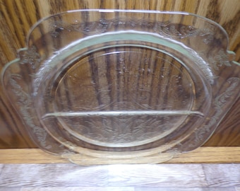 2508 Indiana Glass 10.25" Clear Crystal Recollection Sectional divided Relish Tray - Great Condition in Original Box