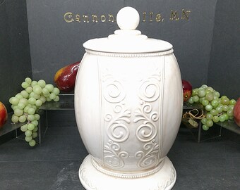 Ceramic Footed Lifetime Kitchen Decor Elements Cookie Jar Cannister - Huge 14" Tall x 8.5" Wide - Great Condition