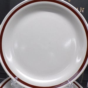2302 Country Living Stoneware &quot;Spicewood&quot; 10.75&quot; Dinner Plates Vintage Set of 4 - One has a Chip on Bottom (Last Pic)