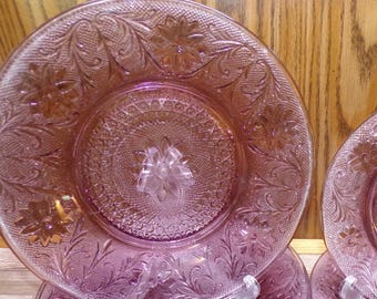 2510 Tiara Exclusives Vintage Amethyst Plum Glass Sandwich Dinnerware by Indiana Glass - Great Condition Couple Scratches