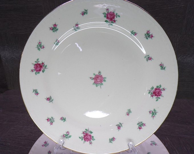 2602 Homer Laughlin Georgian Eggshell K47N5 American Vogue Rambler Rose Vintage 6.25" Dessert / Snack Plates Set of 4 - Great Condition