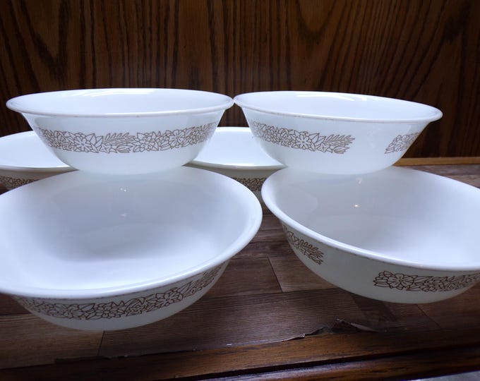2510 Corelle Woodland Brown Retired 6.25" Bowl Set of 6 - Great Condition