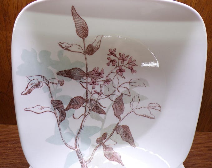 2506 Corelle Twilight Grove 10.5" Square Dinner Plates Set of 4 - Mixed Floral - Good Condition Light Wear Marks on Back