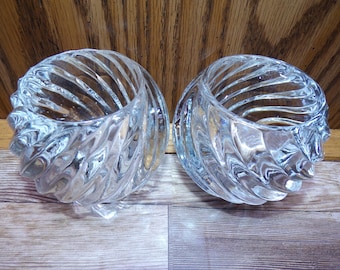 2508 Partylite Illusions PO463 Vintage Swirl Ball Tealight / Votive Candle Holder Pair - Great Condition