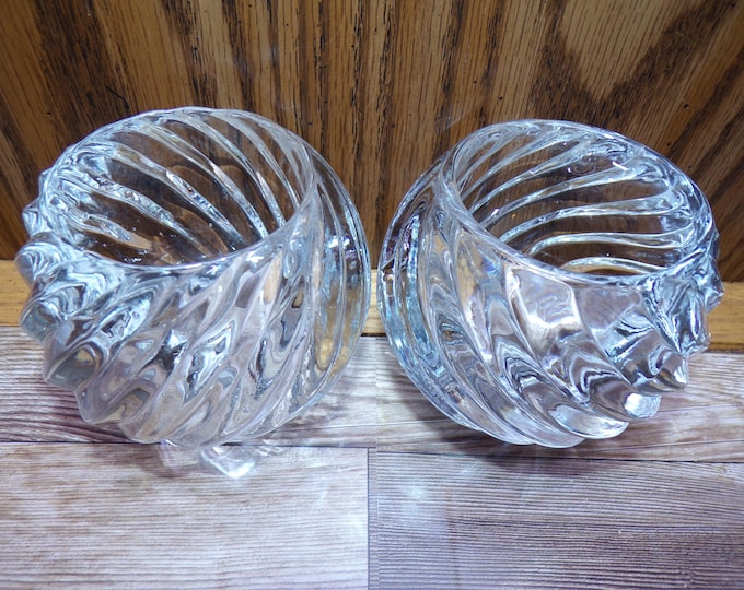 2508 Partylite Illusions PO463 Vintage Swirl Ball Tealight / Votive Candle Holder Pair - Great Condition