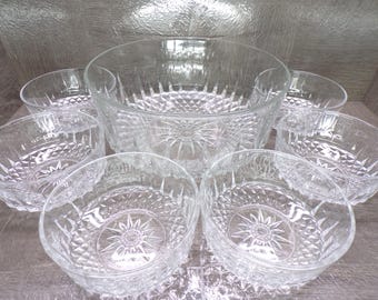2608 Vintage Arcoroc Diamant Cavalier 7-Piece Tempered Glass Bowl Set