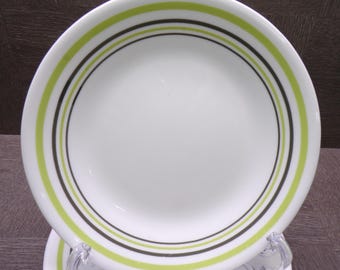 2609 Corelle Garden Sketch 6.75" Bread / Dessert Plates Green & Black Bands Set of 4