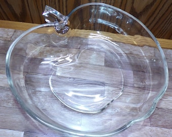 2508 Hazel Atlas Apple 10.5" Vintage Clear Centerpiece / Serving Bowl w/ Stem - Great Condition