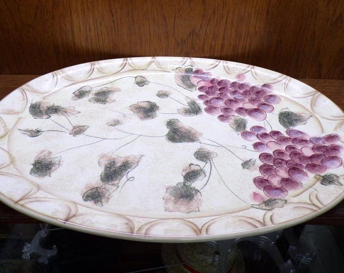 2505 Oneida Veneto Hand-painted 18.5"x14" Grape & Leaf Platter - Excellent Condition in Original Box