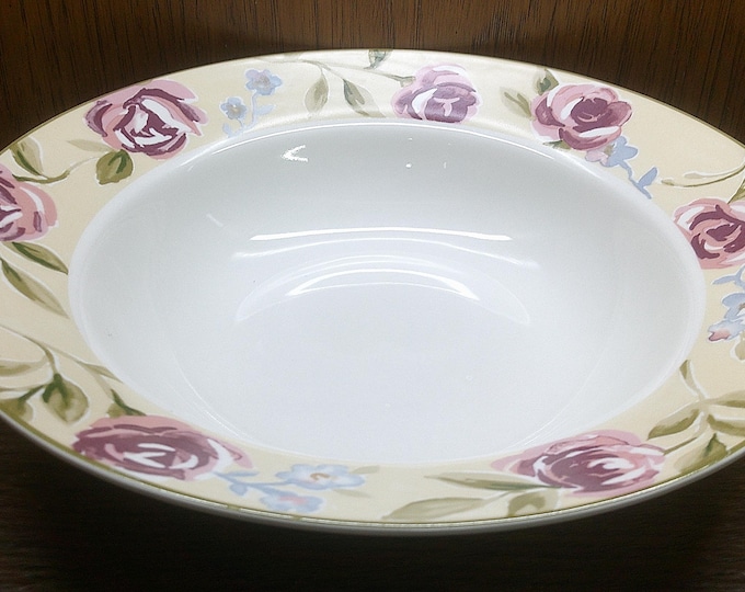 2501 Laura Ashley Lifestyles Hampshire Floral 10" Decorative Vegetable Serving Bowl w/ Pink Roses - Great Condition