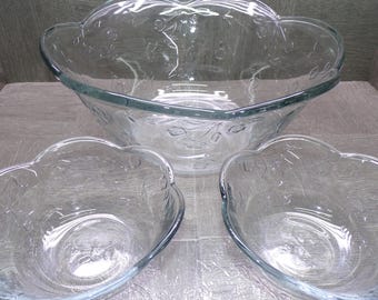 2608 Anchor Glass Savannah 3 pc Bowl Set One 12" & Two 6.25" Bowls