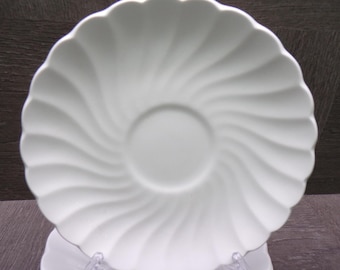2608 Johnson Bros Snowhite Regency Vintage 4 pc Set 5.5" Saucer Plates - White Spiral Swirl Pattern