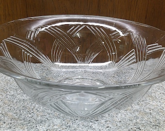 2405 Anchor Hocking Crossing Swirls 11" Clear Glass Bowl ACH66 - Great Condition No Chips or Cracks
