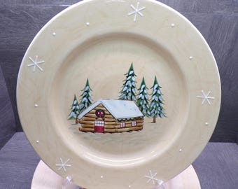 2609 Home Vintage Northwoods Collection Hand-painted 10.5" Dinner Plates Set of 4
