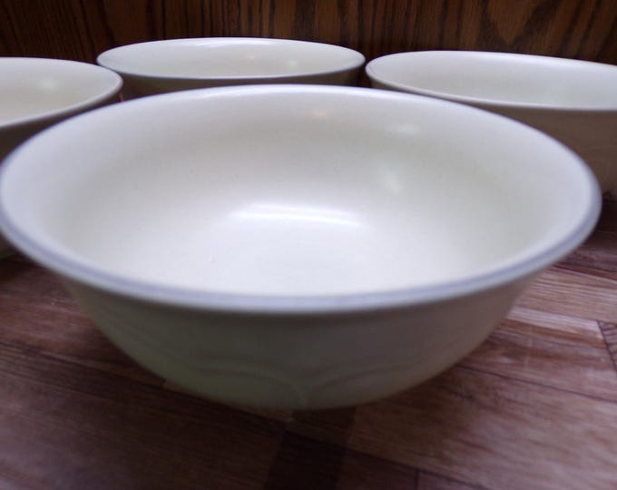 2511 Pfaltzgraff Heirloom Gray & White Floral on Gray Retired Vintage 6" Stoneware Soup Bowl Set of 4 - Great Condition