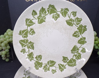 2310 Royal Ironstone Trellis 10.25" Dinner Plates Set of 4 - Olive / Avocado Green Ivy Pattern Vintage - Good Condition No Chips or Cracks