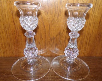 2507 Cristal D'Arques Longchamp 7" Vintage Lead Crystal Candle Holder Pair - Made in France - Pre-owned Great Condition